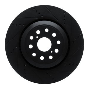 Lexus LS500 Brake Rotor (1) - Front Right - R1 Concepts - Drilled & Slotted - Black - `07-`23